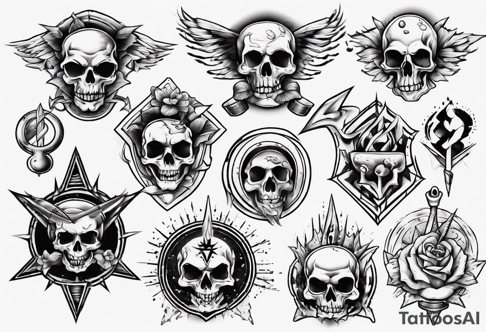 Classic sketches of the old school tattoo idea