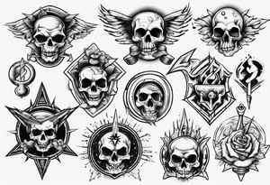 Classic sketches of the old school tattoo idea