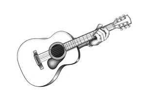 Line traditional American acoustic guitar tattoo idea