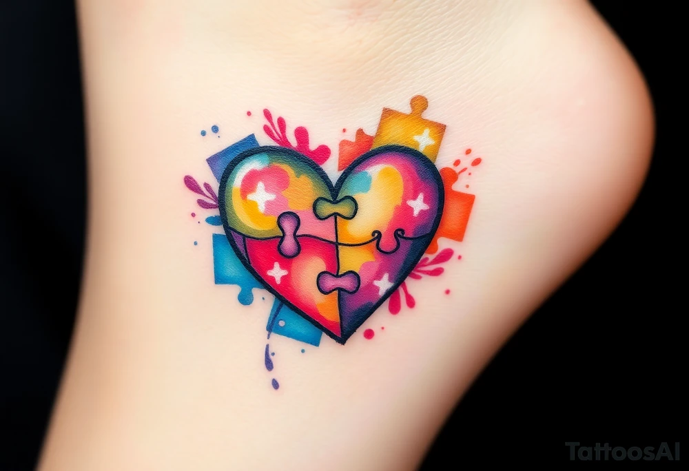 autism heart puzzle shape symbol tattoo idea