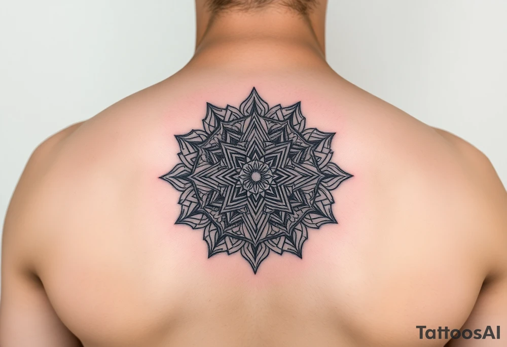 intricate mandala with sacred geometry and cosmic elements tattoo idea