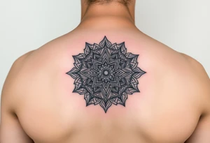 intricate mandala with sacred geometry and cosmic elements tattoo idea