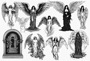 Fallen angel on a grave tattoo idea