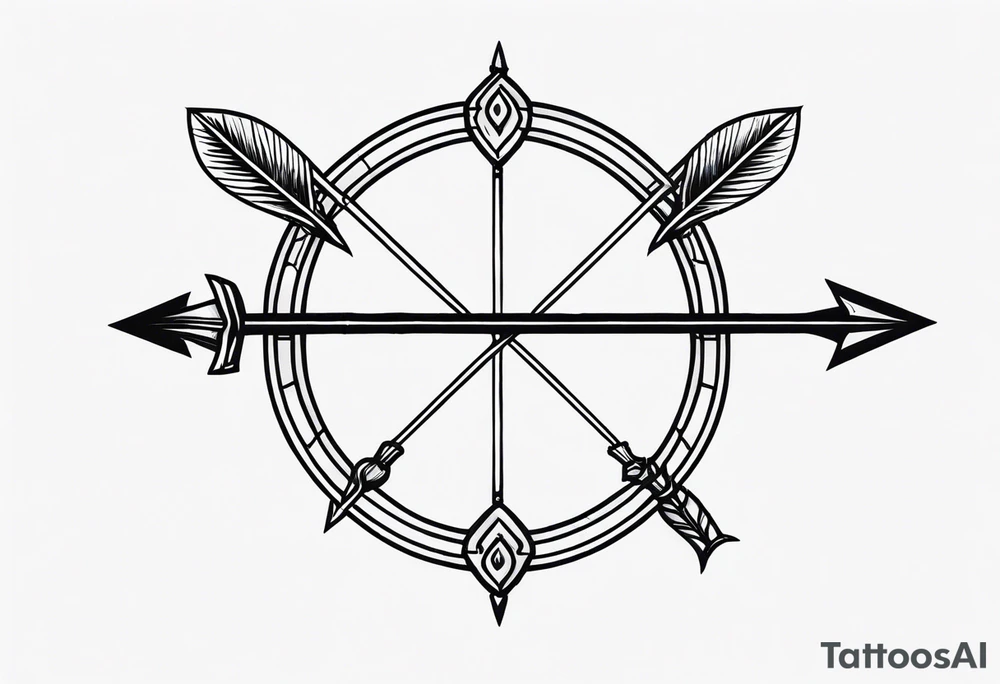 Traditional Bow and Arrow tattoo idea