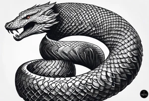 a Sleeve tattoo of Jörmungandr, the mythical giant snake from god of war the game going from shoulder to bicep tattoo idea