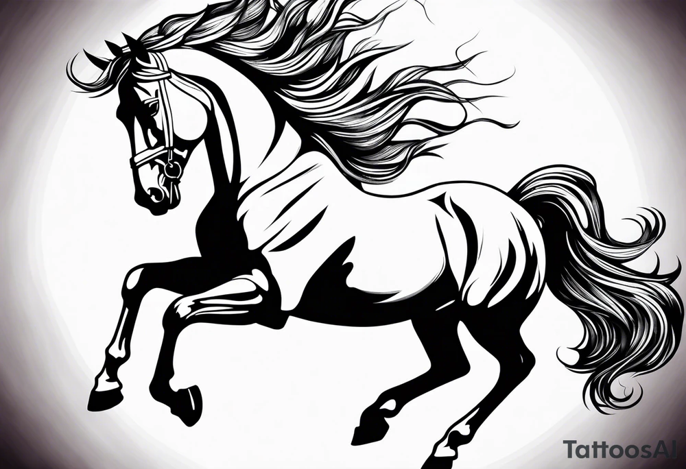 Turn pink ribbon into bucking horse tattoo idea