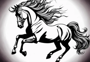 Turn pink ribbon into bucking horse tattoo idea
