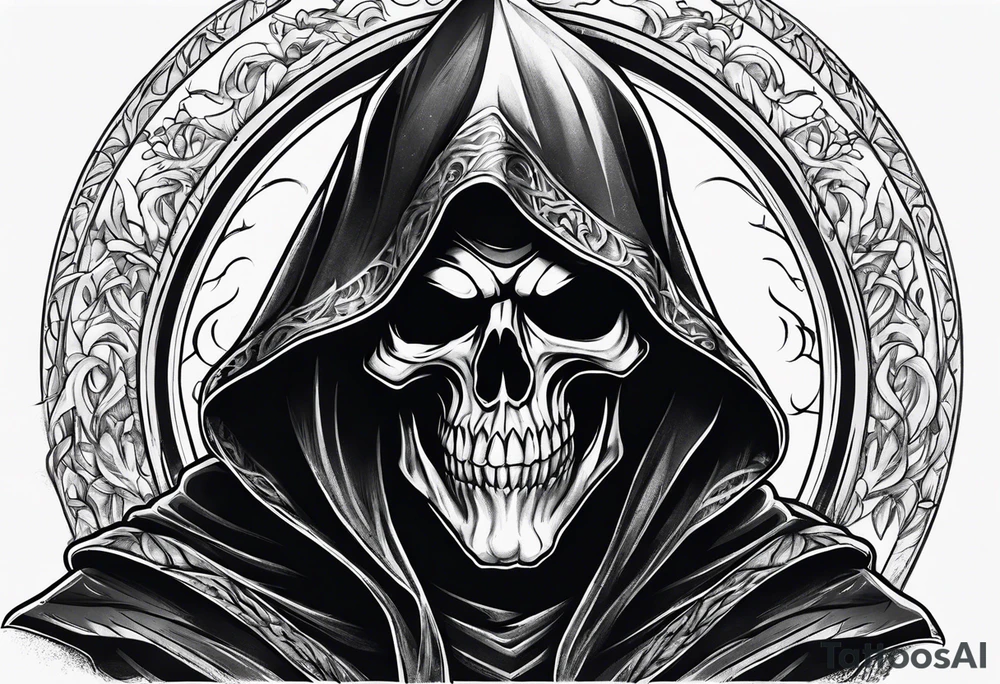 Scary reaper smiling tattoo idea