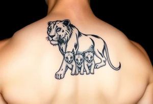 Lioness with 4 cubs tattoo idea