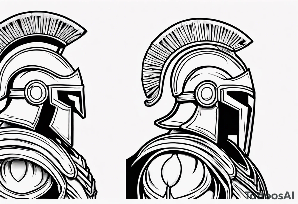 rectangular landscape format ultra-fine line linework vector of a spartan from the side, spartan spear, spartan shield, laurel wreath tattoo idea