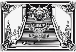 Valhalla 
 sword stairs dragon tattoo idea