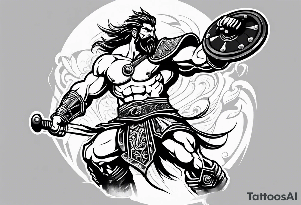 Ripped angry gladiator tattoo idea