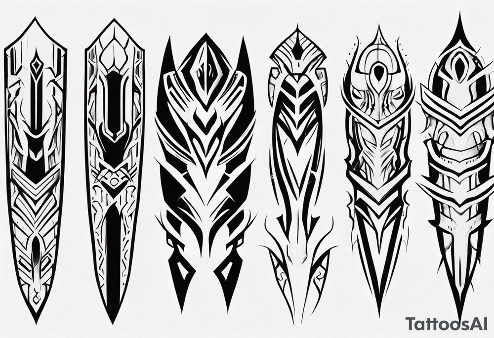 Futuristic leg armor tattoo idea