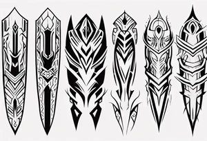 Futuristic leg armor tattoo idea