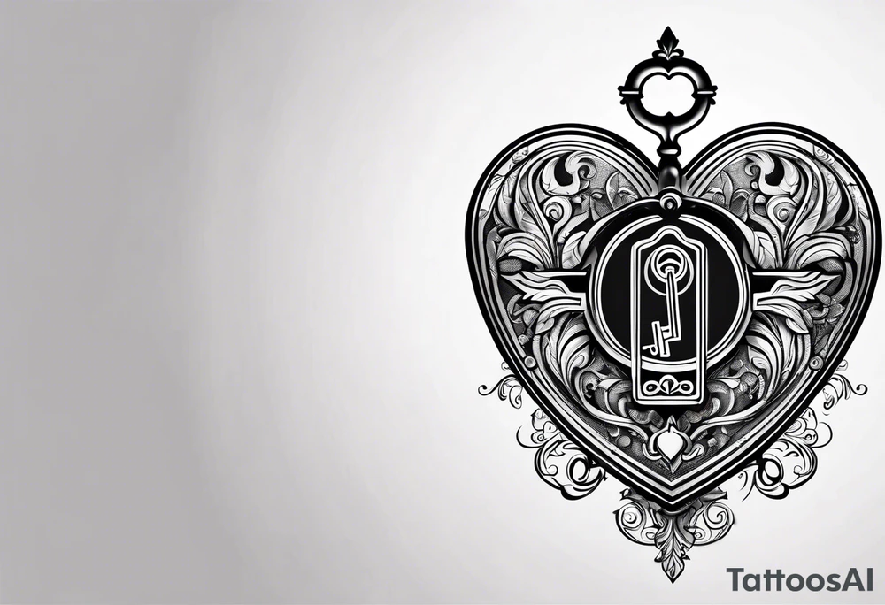 Heart shaped antique key tattoo idea