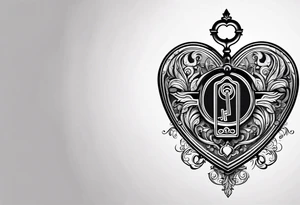 Heart shaped antique key tattoo idea