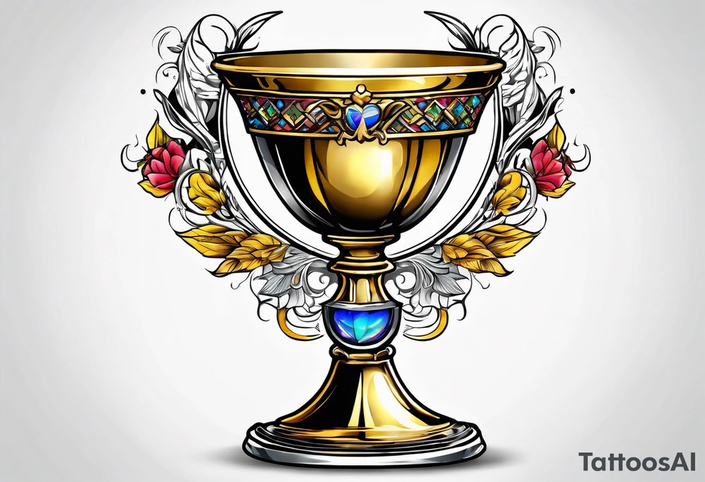 chalice surrounded by golden halo tattoo idea