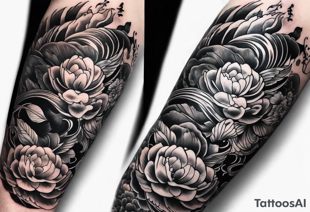 Japanese theme on forearm for men tattoo idea
