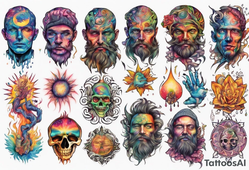 A man  having a psychedelic trip tattoo idea