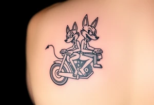 Warner bros Male and female Tasmanian devil cartoons riding a motorcycle tattoo idea