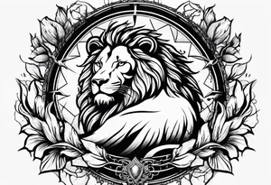 Lion and lamb tattoo with crown of thorns tattoo idea