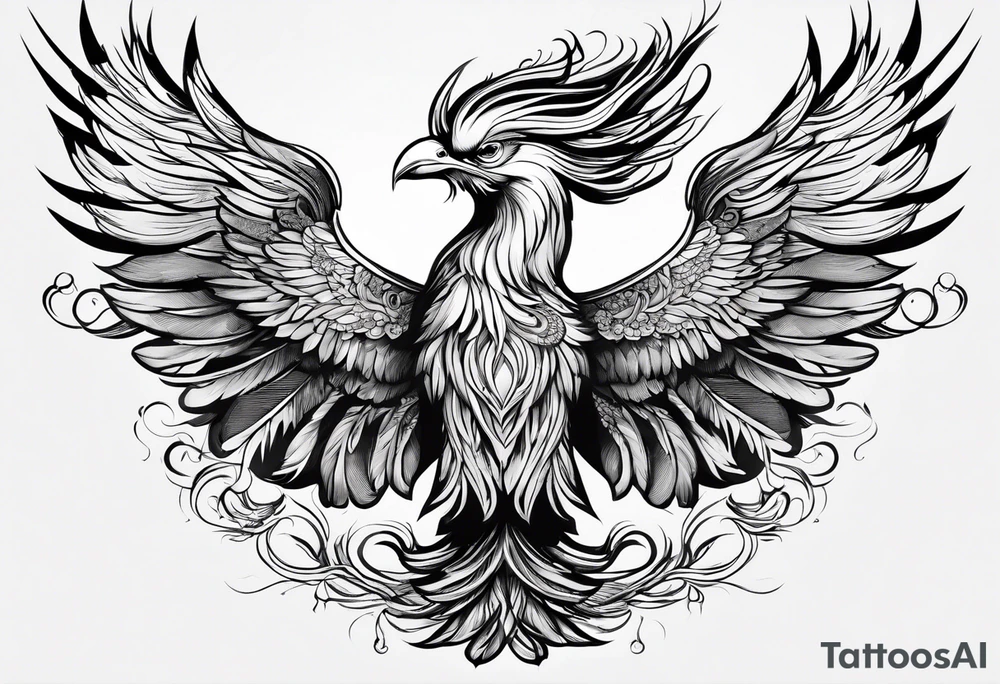 Asian phoenix with a long neck tattoo idea