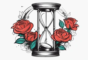 I want a design to print on t-shirts. The design is an hourglass with Amazigh numbers, and this watch is surrounded by planets and Ashulk roses. tattoo idea