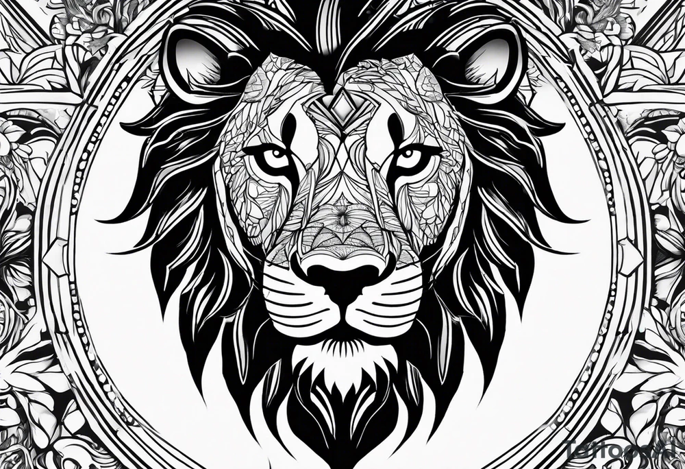 lion close up tattoo idea