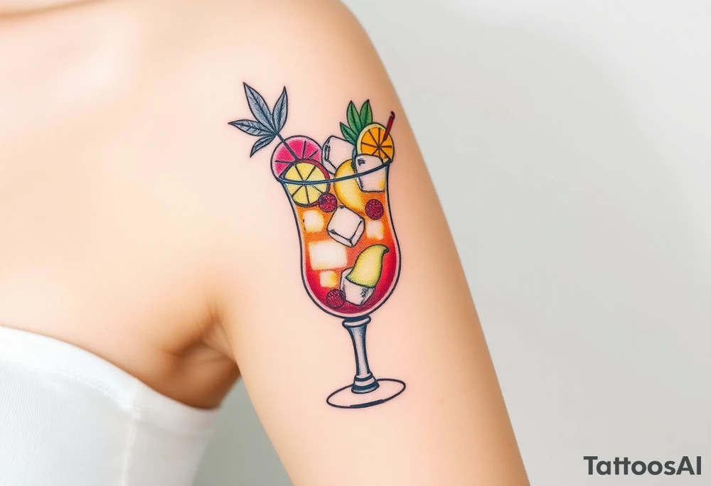 Fun caribbean cruise cocktail with lots of garnishes and ice tattoo idea