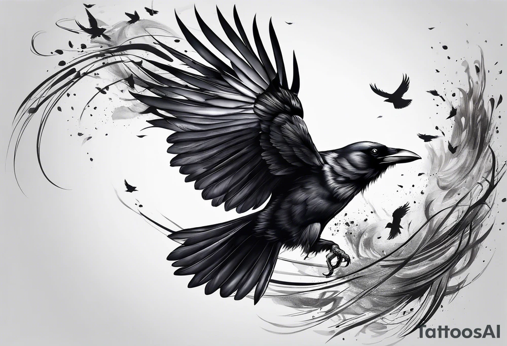 Crow in flight tattoo idea