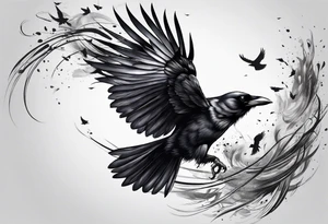 Crow in flight tattoo idea