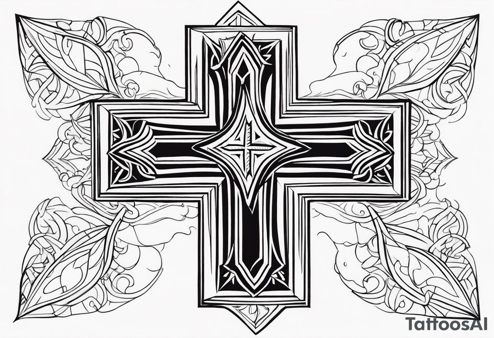 Simple cross and lightning tattoo idea