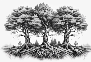 3 trees growing out of the same root tattoo idea