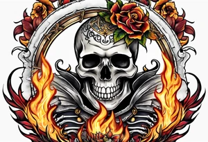 a skeleton on fire tattoo idea