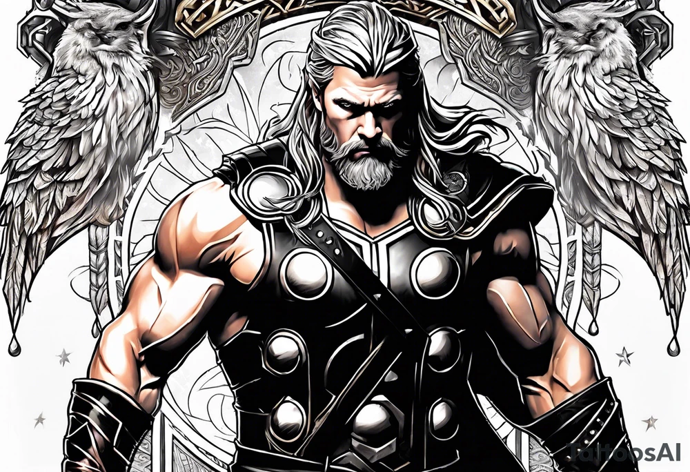 Thor with an Atheist "A" in the background tattoo idea