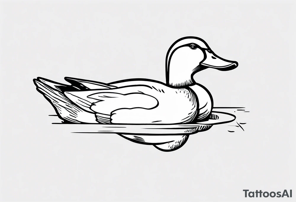 canard avec un béret et une baguette de pain sous l’aile tattoo idea