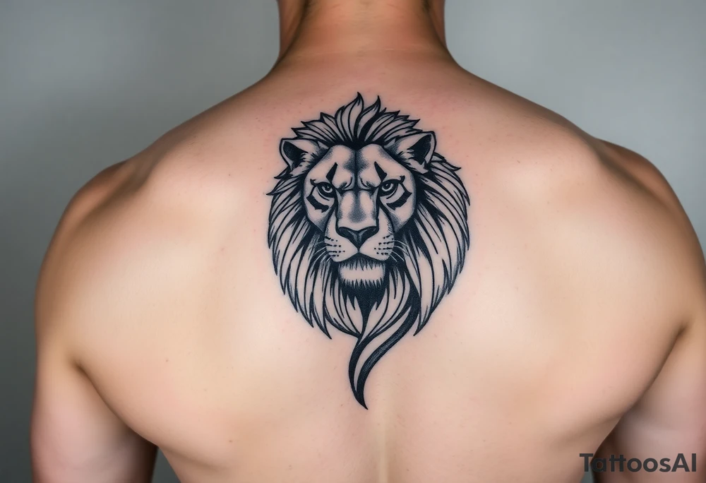 lion with a crown, surrounded by big boob's tattoo idea