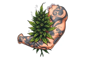 Massive weed plant surrounded by smoke tattoo idea