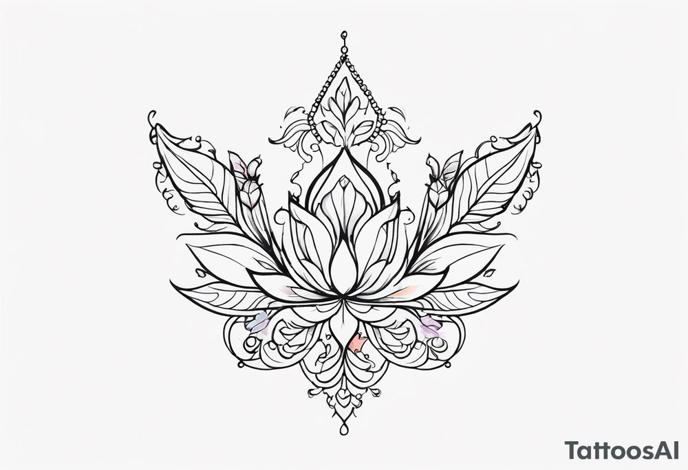 small long ornate floral sternum tattoo tattoo idea