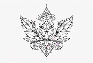 small long ornate floral sternum tattoo tattoo idea