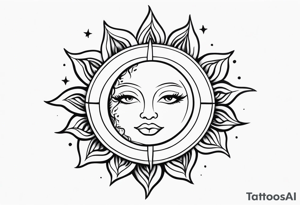 Feminine and simple sun also unique tattoo idea