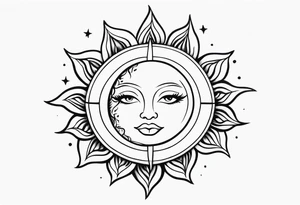 Feminine and simple sun also unique tattoo idea