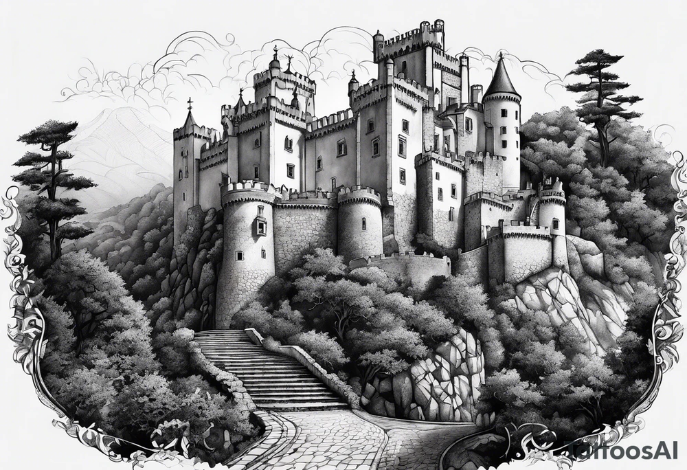 O Castelos dos mouros (localizado em Sintra Portugal) destruido tattoo idea