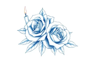 Two roses, two candles, blue tattoo idea