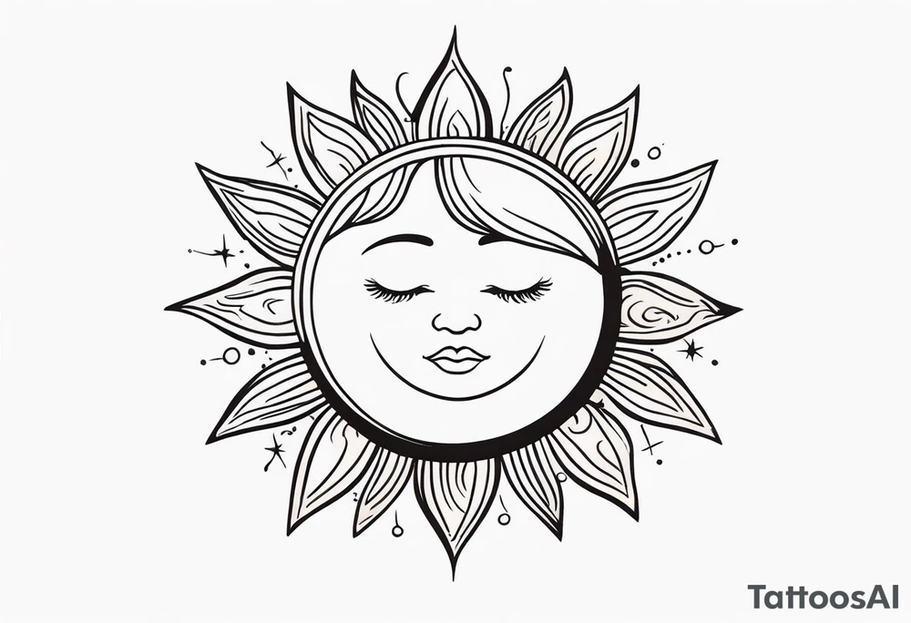 a sun with blond hair tattoo idea