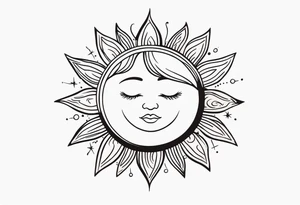 a sun with blond hair tattoo idea