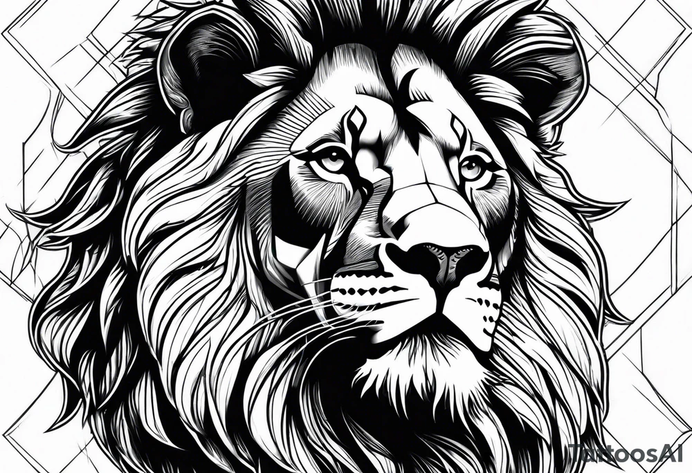 powerful majestic lion, close-up tattoo idea