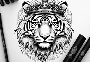 Tree of life with a tiger and a crown tattoo idea