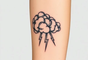 Black & gray storm clouds with lightning bolts tattoo idea