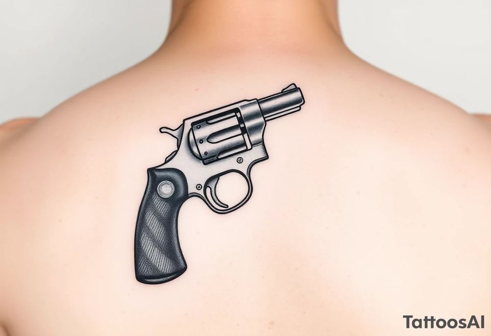 A revolver with a flat bottom but an inverted section after the trigger tattoo idea